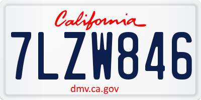 CA license plate 7LZW846