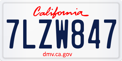 CA license plate 7LZW847