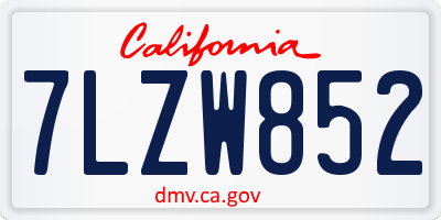 CA license plate 7LZW852