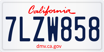 CA license plate 7LZW858