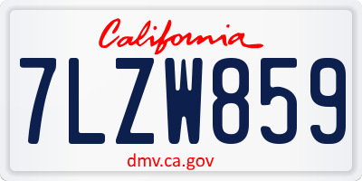 CA license plate 7LZW859