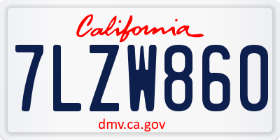 CA license plate 7LZW860