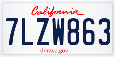 CA license plate 7LZW863