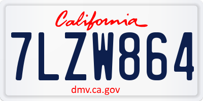 CA license plate 7LZW864