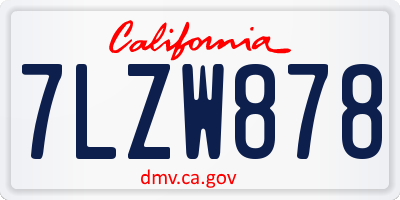 CA license plate 7LZW878