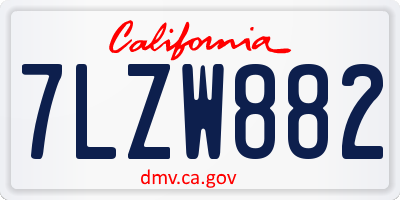 CA license plate 7LZW882