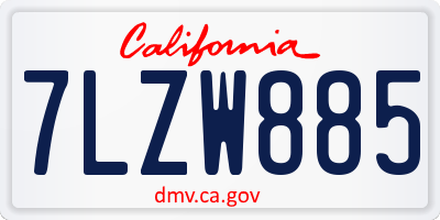 CA license plate 7LZW885