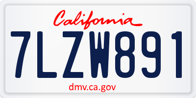 CA license plate 7LZW891