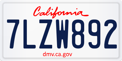 CA license plate 7LZW892