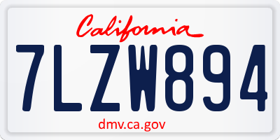 CA license plate 7LZW894
