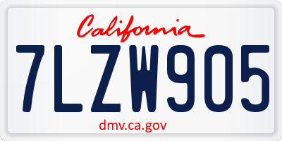 CA license plate 7LZW905