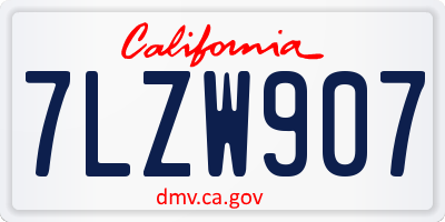 CA license plate 7LZW907