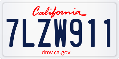 CA license plate 7LZW911