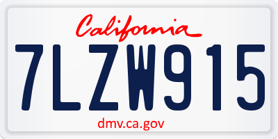 CA license plate 7LZW915