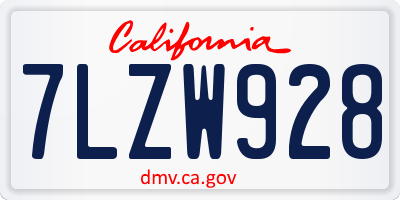 CA license plate 7LZW928