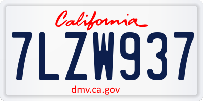 CA license plate 7LZW937