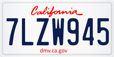 CA license plate 7LZW945