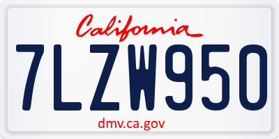 CA license plate 7LZW950