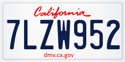 CA license plate 7LZW952