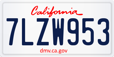 CA license plate 7LZW953
