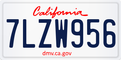CA license plate 7LZW956