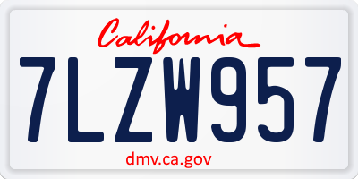 CA license plate 7LZW957