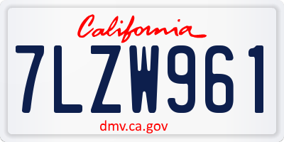 CA license plate 7LZW961