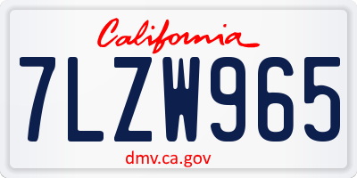 CA license plate 7LZW965
