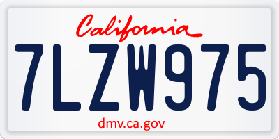 CA license plate 7LZW975