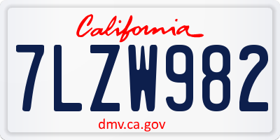 CA license plate 7LZW982
