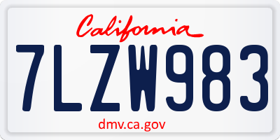 CA license plate 7LZW983