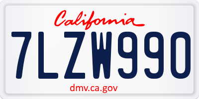 CA license plate 7LZW990