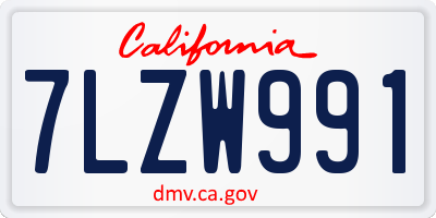 CA license plate 7LZW991