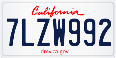 CA license plate 7LZW992