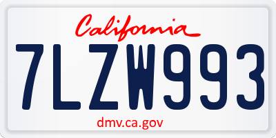 CA license plate 7LZW993