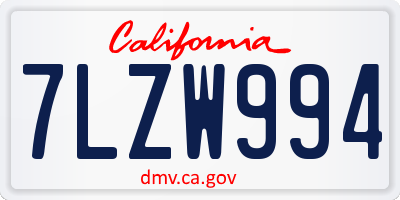 CA license plate 7LZW994