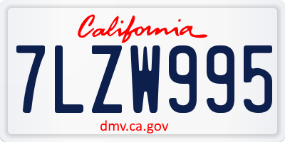 CA license plate 7LZW995