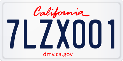 CA license plate 7LZX001