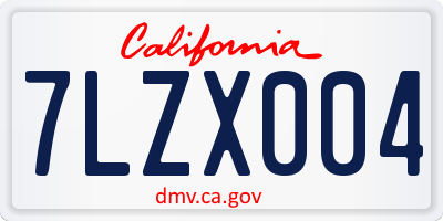 CA license plate 7LZX004