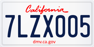 CA license plate 7LZX005