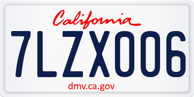 CA license plate 7LZX006