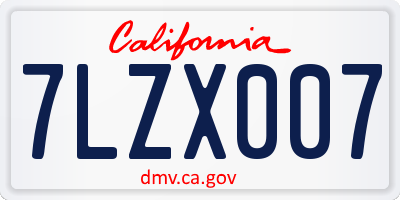 CA license plate 7LZX007