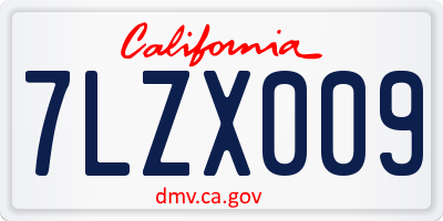 CA license plate 7LZX009