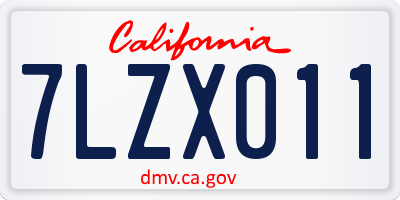 CA license plate 7LZX011