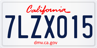 CA license plate 7LZX015