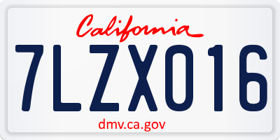 CA license plate 7LZX016