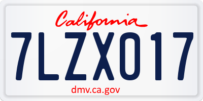 CA license plate 7LZX017