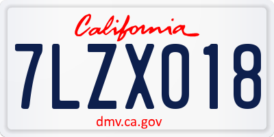 CA license plate 7LZX018