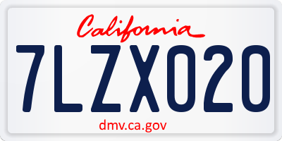 CA license plate 7LZX020