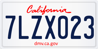 CA license plate 7LZX023